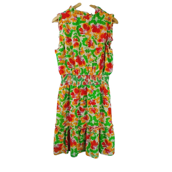 CAbi SZ M Spirit Dress Chiffon Smocked Ruffled Floral 6216 - Picture 4 of 5